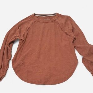PILCRO by Anthropologie Red Brick Ruffled Sweater